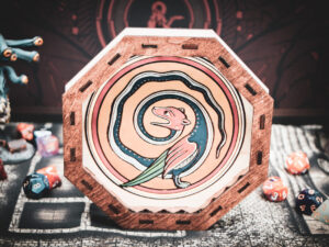 The Ashmolean Spiral | Gilded Medieval Bestiary Dice Tray